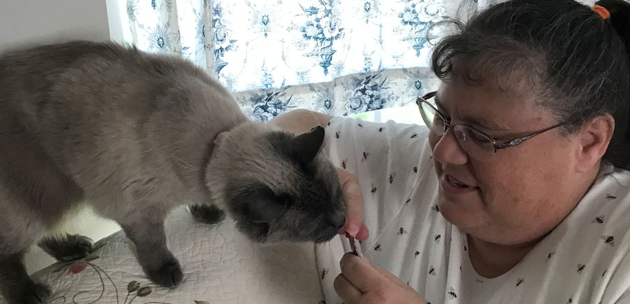 Amanda with her pet, Reba.